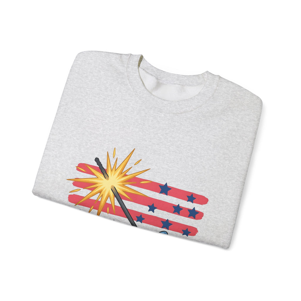 Sparkler Flag Sweatshirt 4th Of July Celebration Gift Women Patriotic Sweatshirt Wave Banner Sweatshirt Independence Day Fan American Sweatshirt Party Graphic