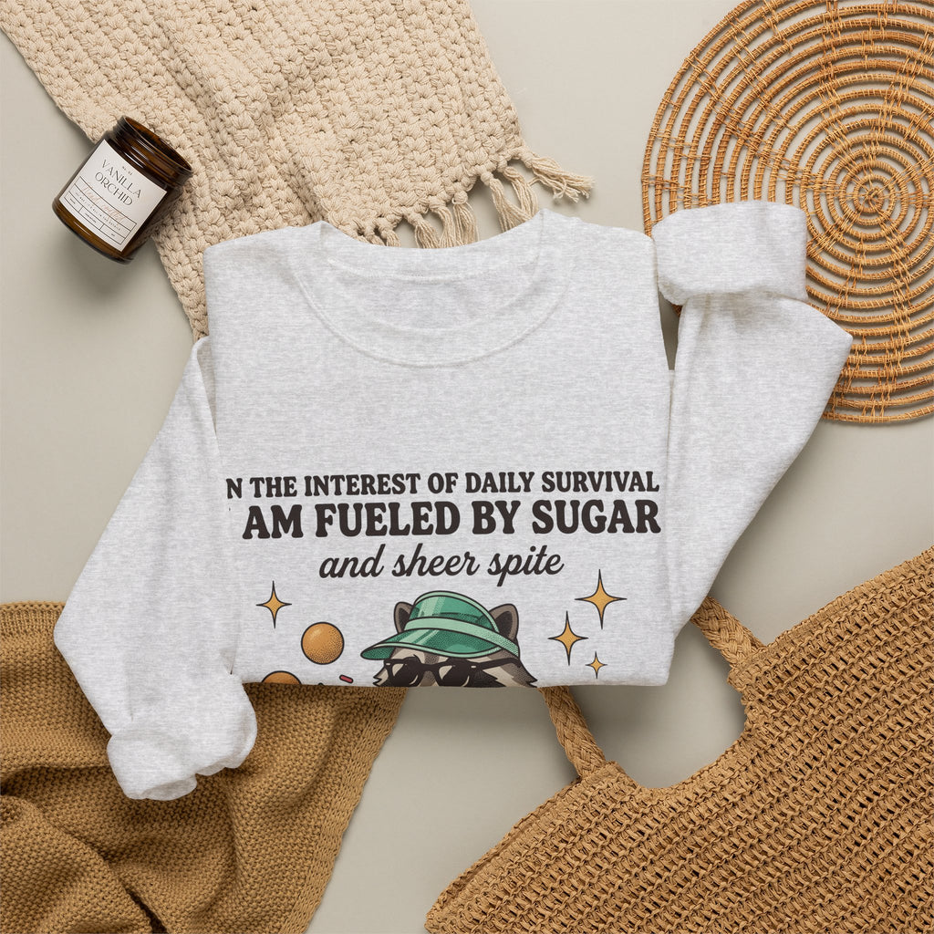 Raccoon Pastry Sweatshirt Desserts Wildlife Gift Women Comic Sweatshirt Pastry Chef Sweatshirt Sweets Fan Cartoon Sweatshirt Animal Graphic Vintage Candy Dots