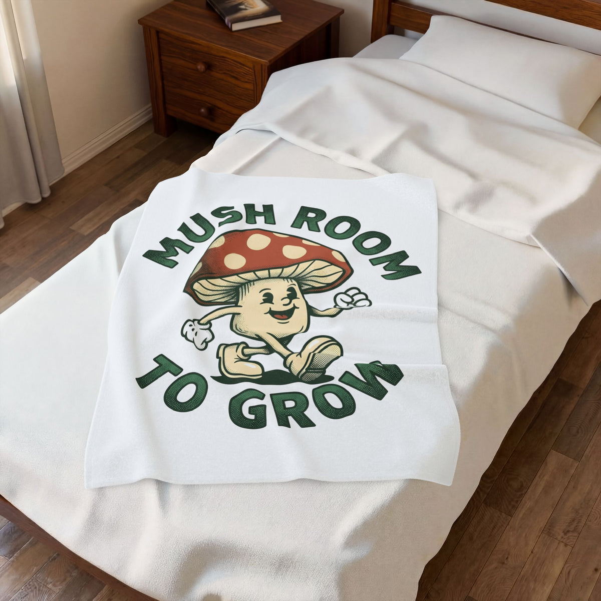 Funny Mushroom Blanket Funny Outdoors Gift Women Classic Blanket Toadstool Blanket Humor Fan Vintage Blanket Camping Graphic Hand Drawn Smiley Face