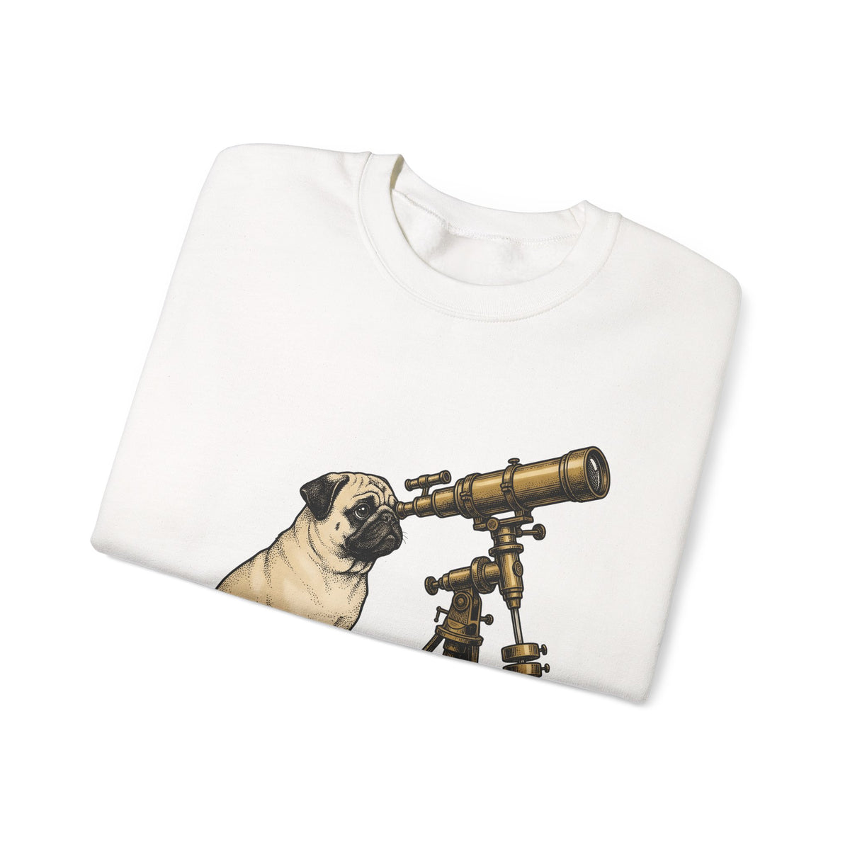 Pug Puppy Sweatshirt Dog Space Gift Women Retro Sweatshirt Puppy Sweatshirt Dog Fan Canine Sweatshirt Vintage Graphic Astronomy Illustration Sketch Binoculars