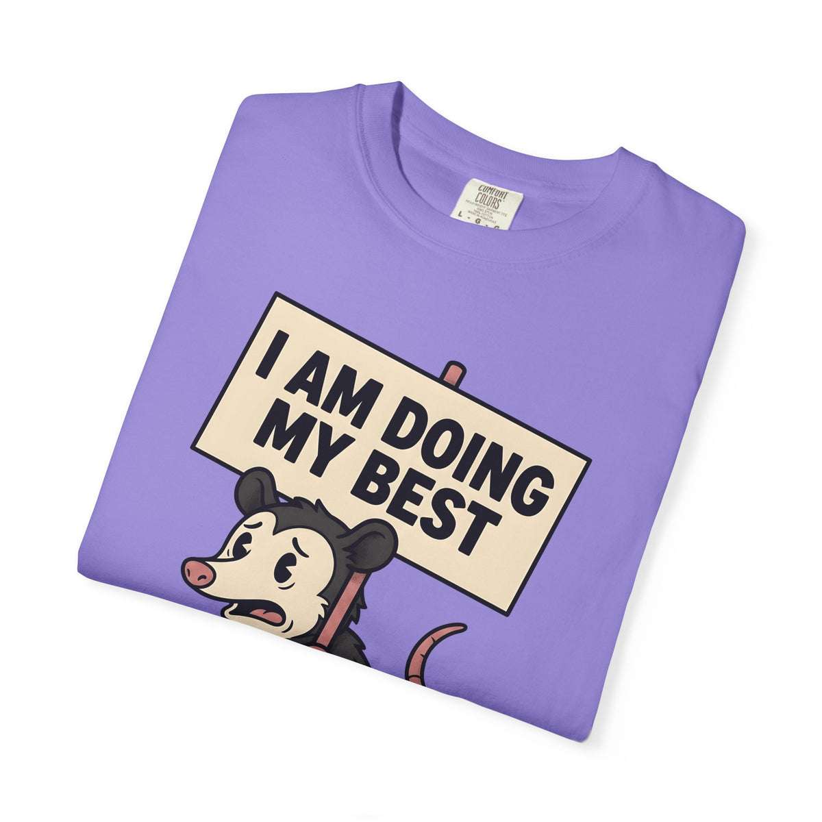 Possum Drawing T-Shirt Funny Creatures Gift Women Animated T-Shirt Opossum T-Shirt Humor Fan Cartoon T-Shirt Animal Graphic Doodle Demonstration