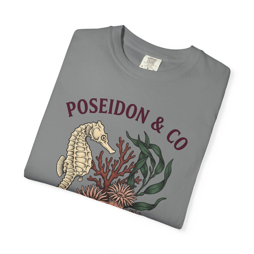 Seahorse Ocean Coastal Gift Old School Seahorse Marine Fan Sea Creature Coastal Ink T-Shirt