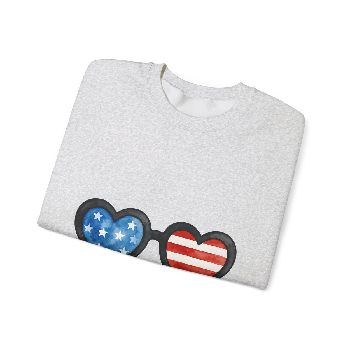 Heart Sunglasses Sweatshirt 4th Of July Patriotic Gift Women Watercolor Sweatshirt Shades Sweatshirt Independence Day Fan Painted Sweatshirt American Graphic