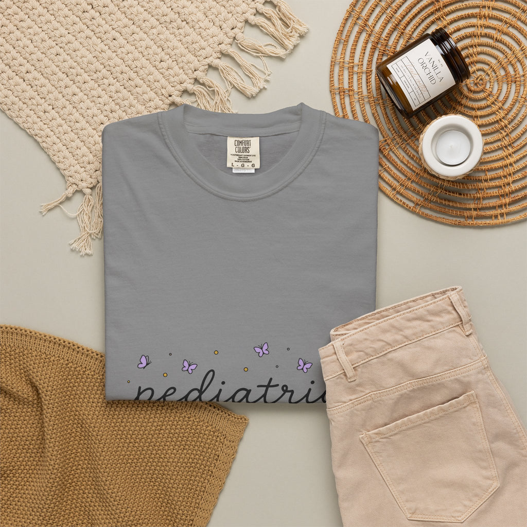 Butterfly Print T-Shirt Pediatrics Clinic Gift Women Hand Drawn T-Shirt Butterfly T-Shirt Pediatrician Enthusiast Illustrated Design Hospital