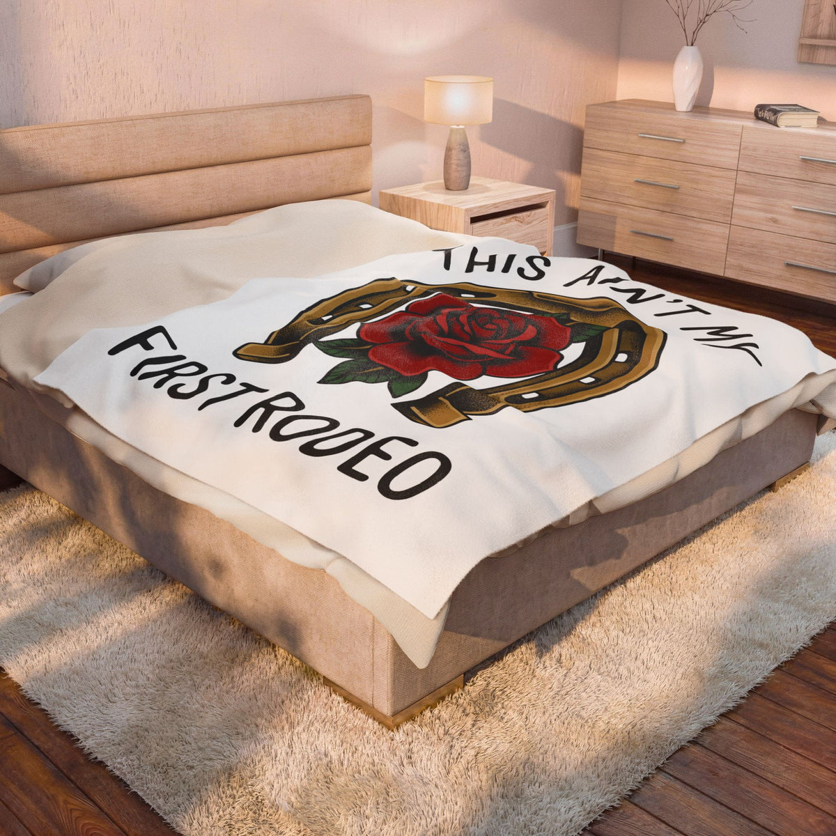 Horse Shoe Rose Blanket Cowgirl Prairie Gift Women Americana Tattoo Blanket Rose Blanket Rodeo Fan Tattooed Blanket Plains Graphic Sketch Petal