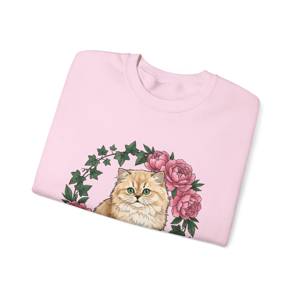 Longhair Cat Cat Blossoms Gift Acrylic Maine Coon Cat Fan Feline Floral Ink Floral Sweatshirt