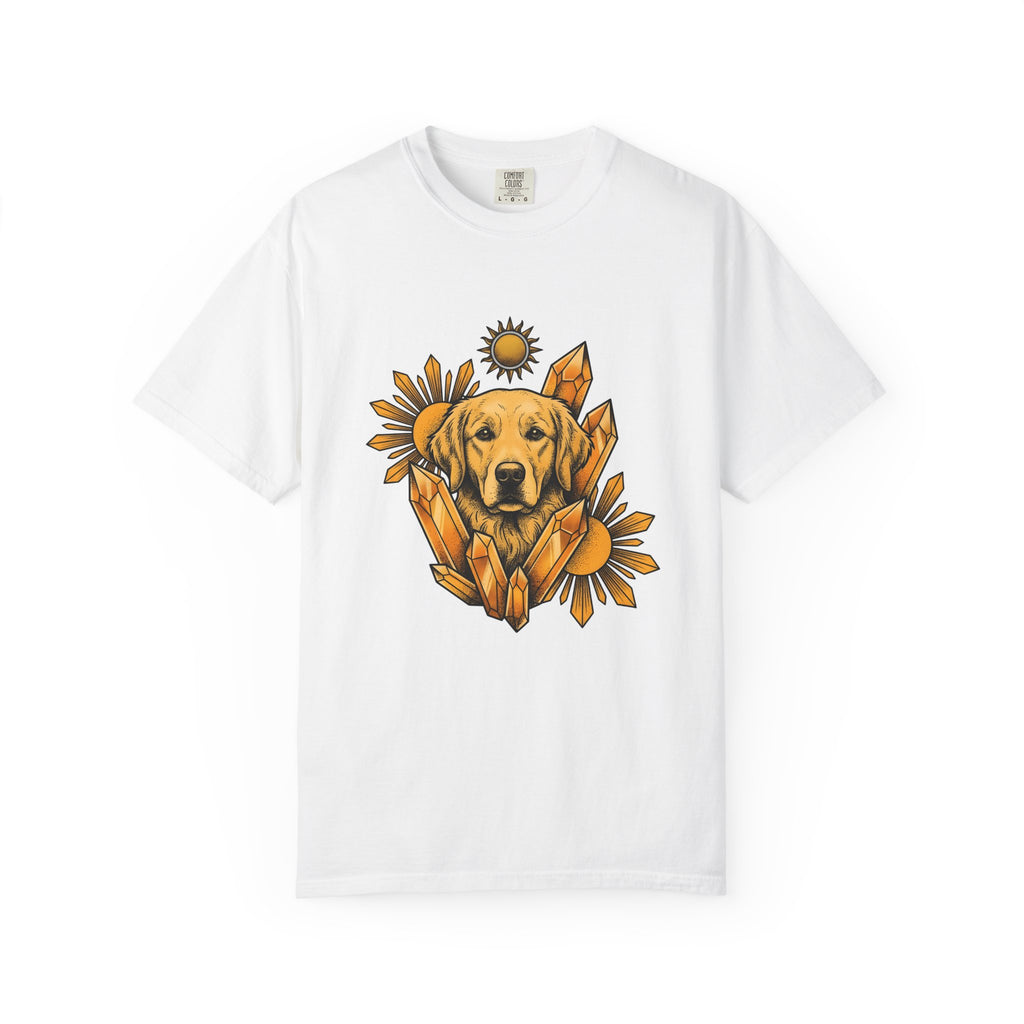 Golden Retriever T-Shirt Dog Sunlight Gift Women Bohemian T-Shirt Retriever T-Shirt Dog Fan Puppy T-Shirt Sunshine Graphic Retro Crystals T-Shirt