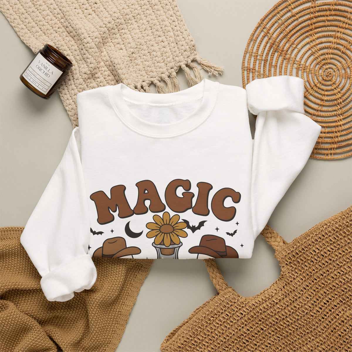 Cowboy Ghosts Sweatshirt Halloween Witchcraft Gift Women Vintage Sweatshirt Specters Sweatshirt Horror Fan Occult Graphic Sweatshirt Retro Potion Bottle Sweatshirt