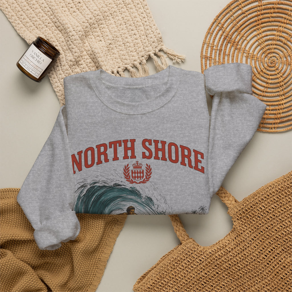 Surfer Wave Surfing Beach Gift Vintage Wave Surfer Fan Retro Coastal Hand Drawn Palm Sweatshirt