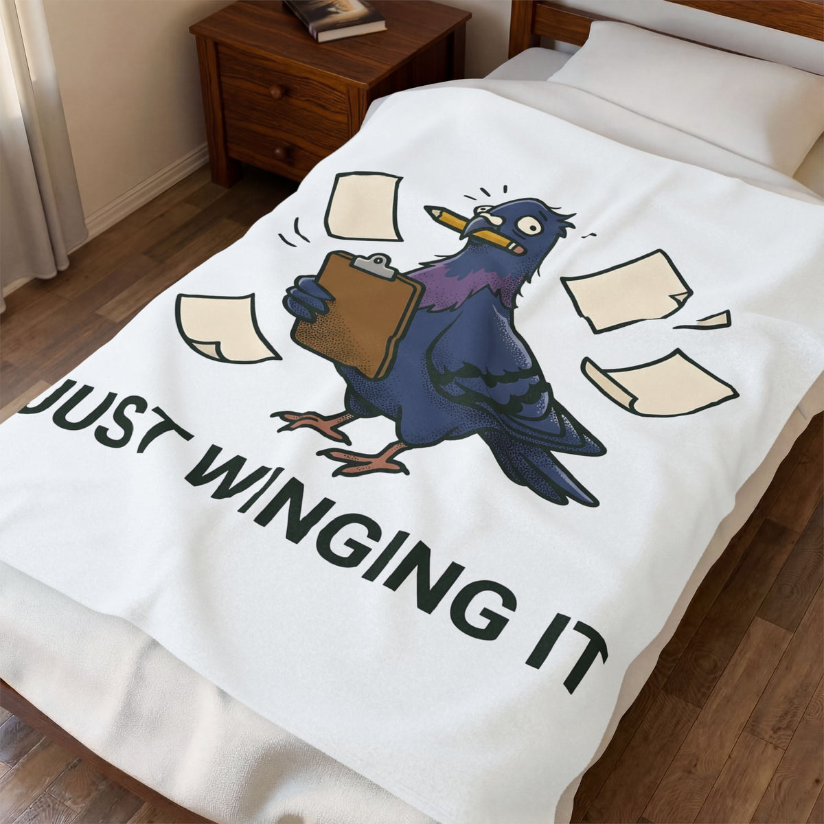 Pigeon Cartoon Blanket Funny Animal Gift Women Funny Blanket Dove Blanket Comedy Fan Squirrel Graphic Blanket Retro Clipboard Blanket