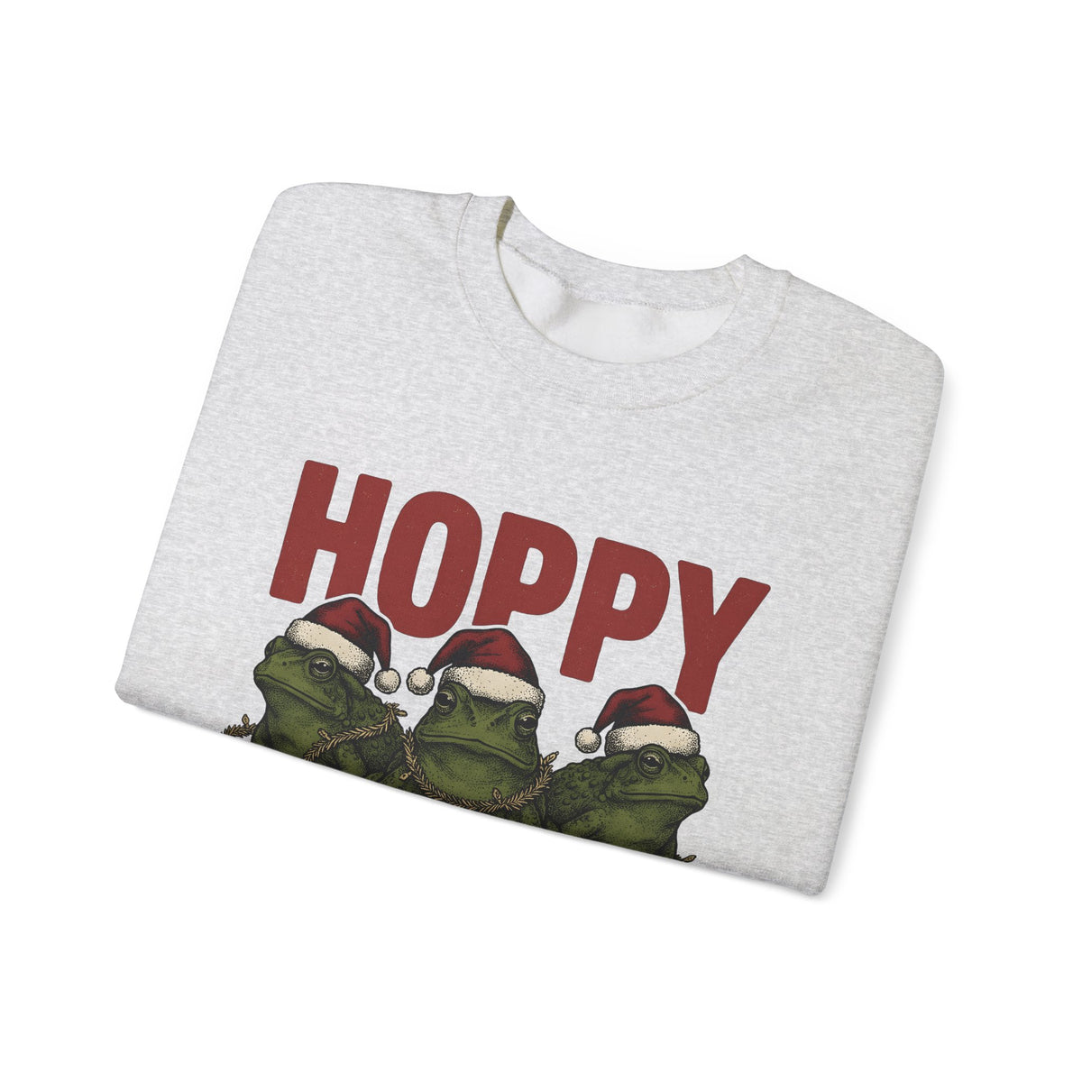 Frog Holiday Hats Christmas Wildlife Gift Hand Drawn Toad Xmas Fan Illustrated Animal Line Sweatshirt