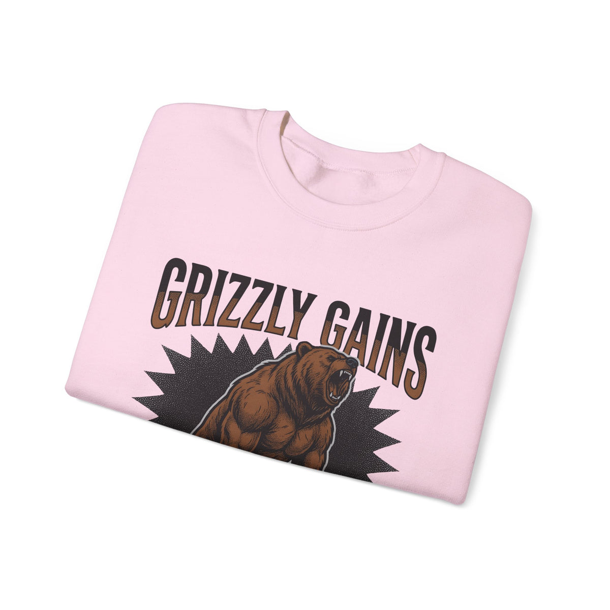 Bulky Bear Sweatshirt Fitness Training Gift Women Bold Print Sweatshirt Teddy Bear Sweatshirt Gym Enthusiast Typography Sweatshirt Workout Graphic Hand Drawn