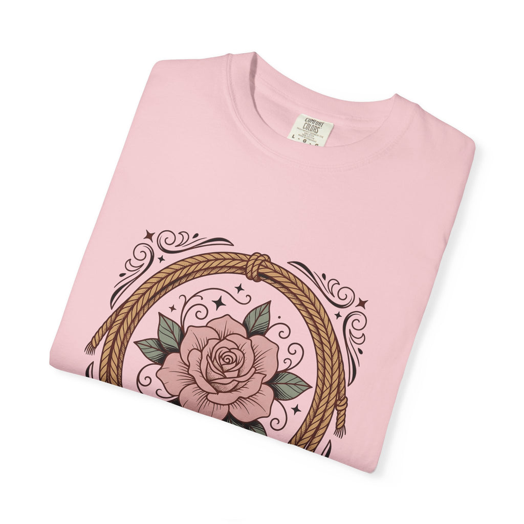 Bloom Rope T-Shirt Cowgirl Garden Gift Women Indie T-Shirt Braided Rope T-Shirt Rodeo Fan Handmade T-Shirt Floral Graphic Classic Twinkles T-Shirt