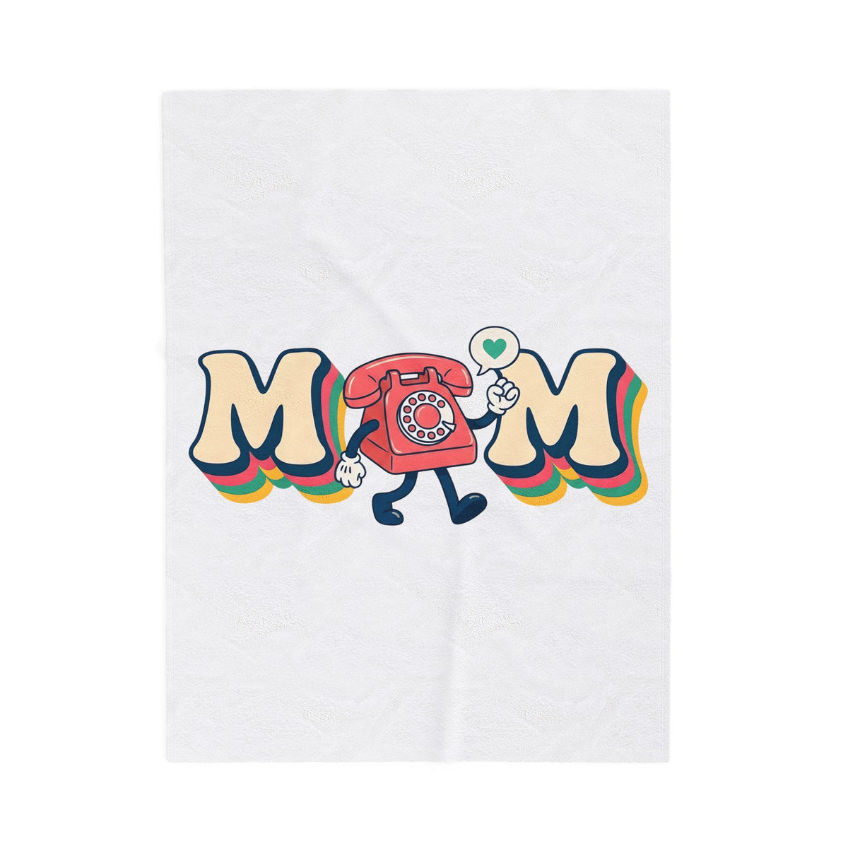 Vintage Phone Blanket Moms Relatives Gift Women Comic Blanket Old Phone Blanket Mother Fan Cartoon Blanket Family Graphic Classic Love Symbol