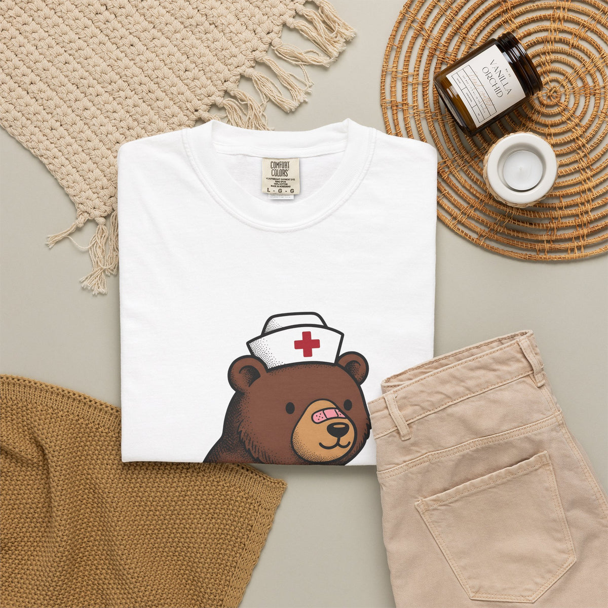 Nurse Bear T-Shirt Nurse Animal Gift Women Cute T-Shirt Teddy Bear T-Shirt Nursing Enthusiast Kawaii T-Shirt Creature Graphic Cartoon Nurse Hat