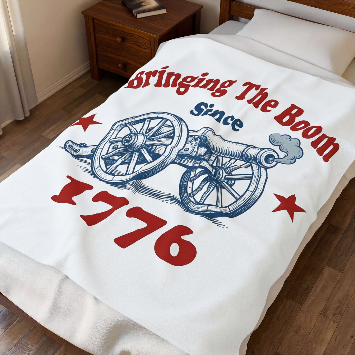 Cannon Illustration Blanket 4th Of July America Gift Women Retro Blanket Artillery Blanket Fireworks Fan Vintage Blanket Patriotic Graphic Sketch