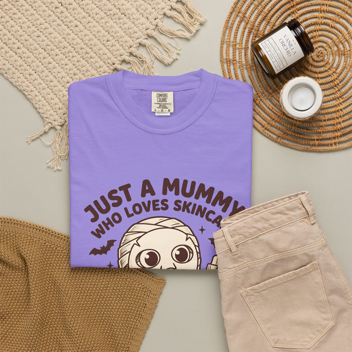 Mummy Costume T-Shirt Halloween Makeup Gift Women Animated T-Shirt Wrap T-Shirt Horror Fan Cartoon T-Shirt Cosmetics Graphic