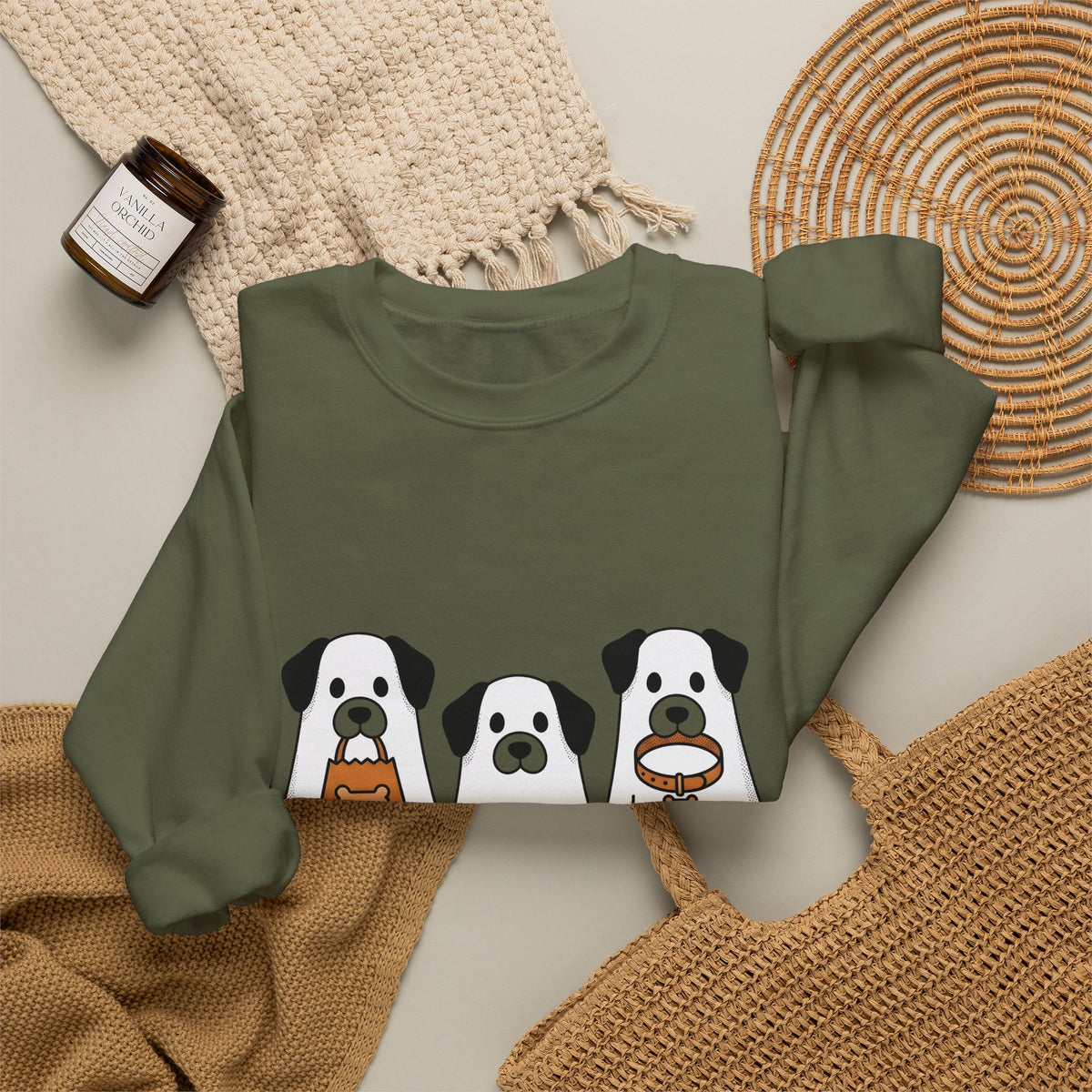 Phantom Puppies Halloween Pet Owner Gift Comic Ghost Dogs Spooky Fan Cartoon Dog Mom Sweatshirt
