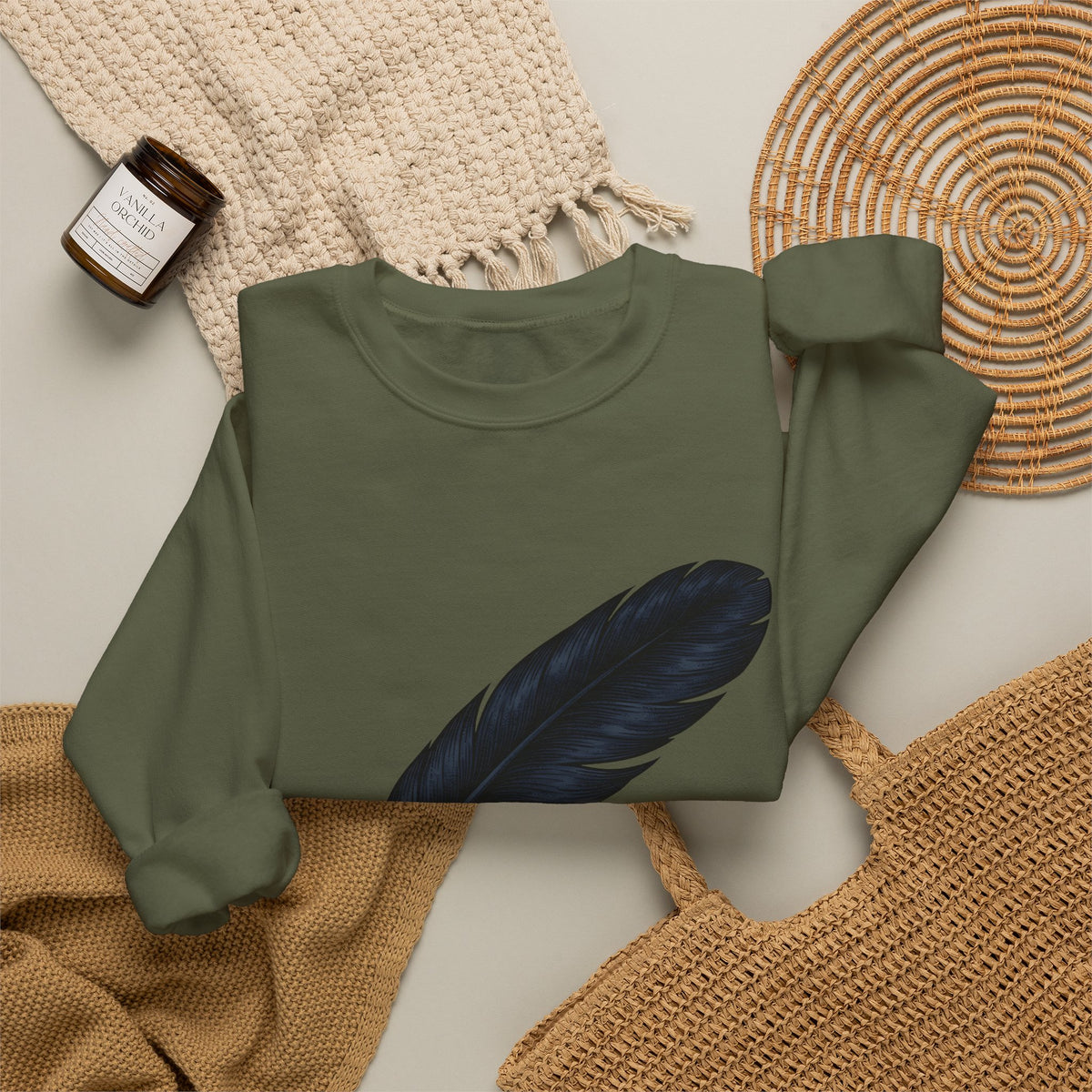 Feather Charm Sweatshirt Boho Chic Spiritual Gift Women Retro Sweatshirt Charm Sweatshirt Bohemian Enthusiast Vintage Sweatshirt Mystical Graphic Sketch Bow