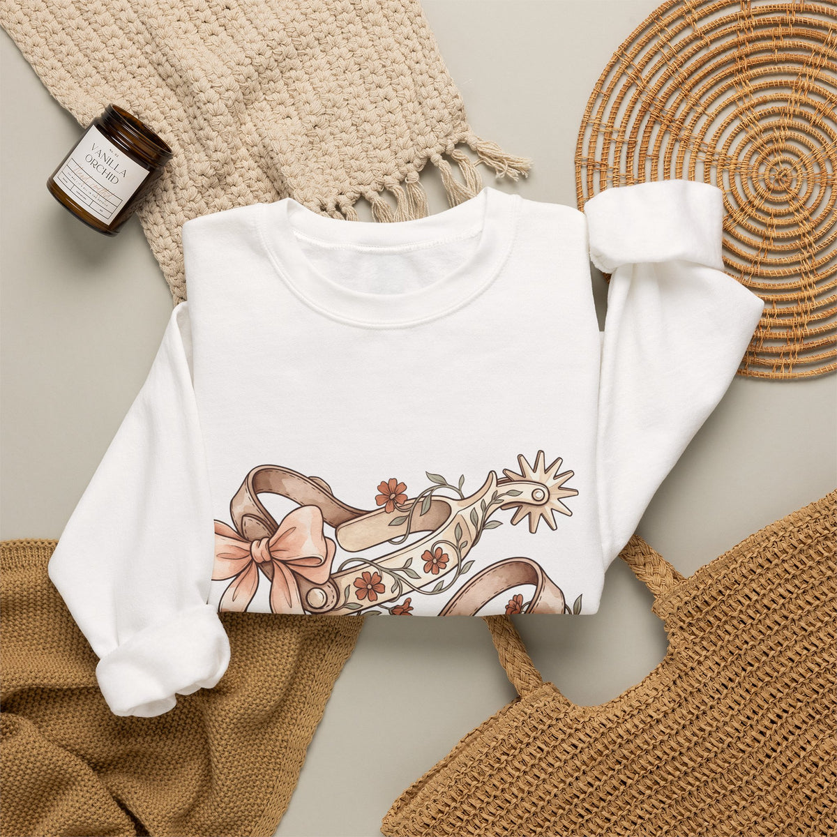Rodeo Spurs Sweatshirt Cowgirl Cowboy Gift Women Tribal Sweatshirt Spur Sweatshirt Cowgirl Fan Rodeo Graphic Cowhand Graphic Farmhouse Blossom Sweatshirt