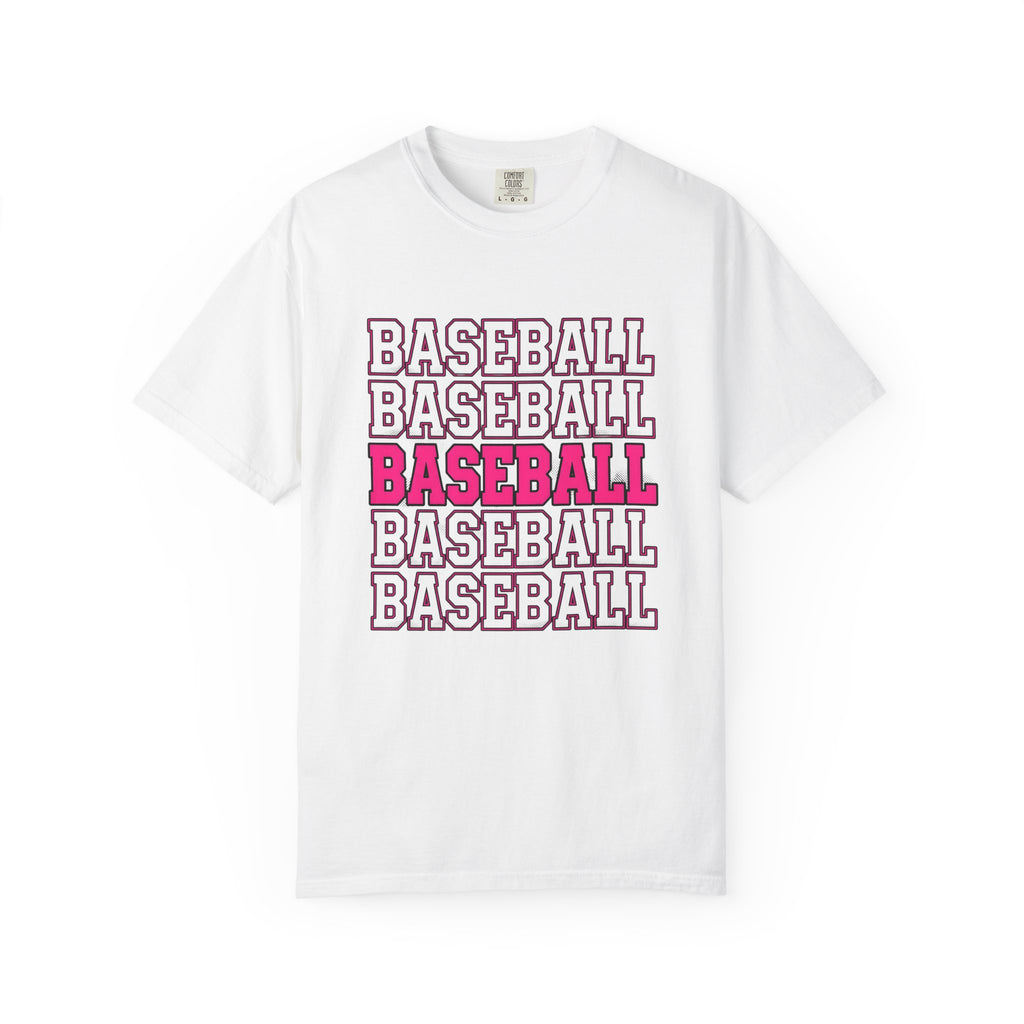 Baseball Lettering T-Shirt Moms Athletics Gift Women Strong T-Shirt Lettering T-Shirt Mom Fan Bold T-Shirt Sports Graphic Vintage Pink Highlight