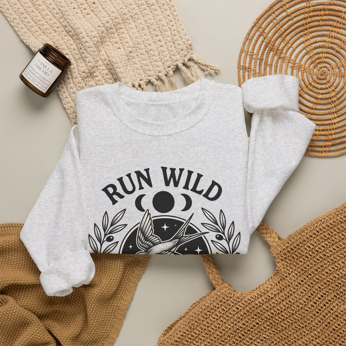 Female Bird Illustration Sweatshirt Sports Activities Jogging Gift Women Hippie Sweatshirt Bird Sweatshirt Athlete Enthusiast Bohemian Sweatshirt Runner