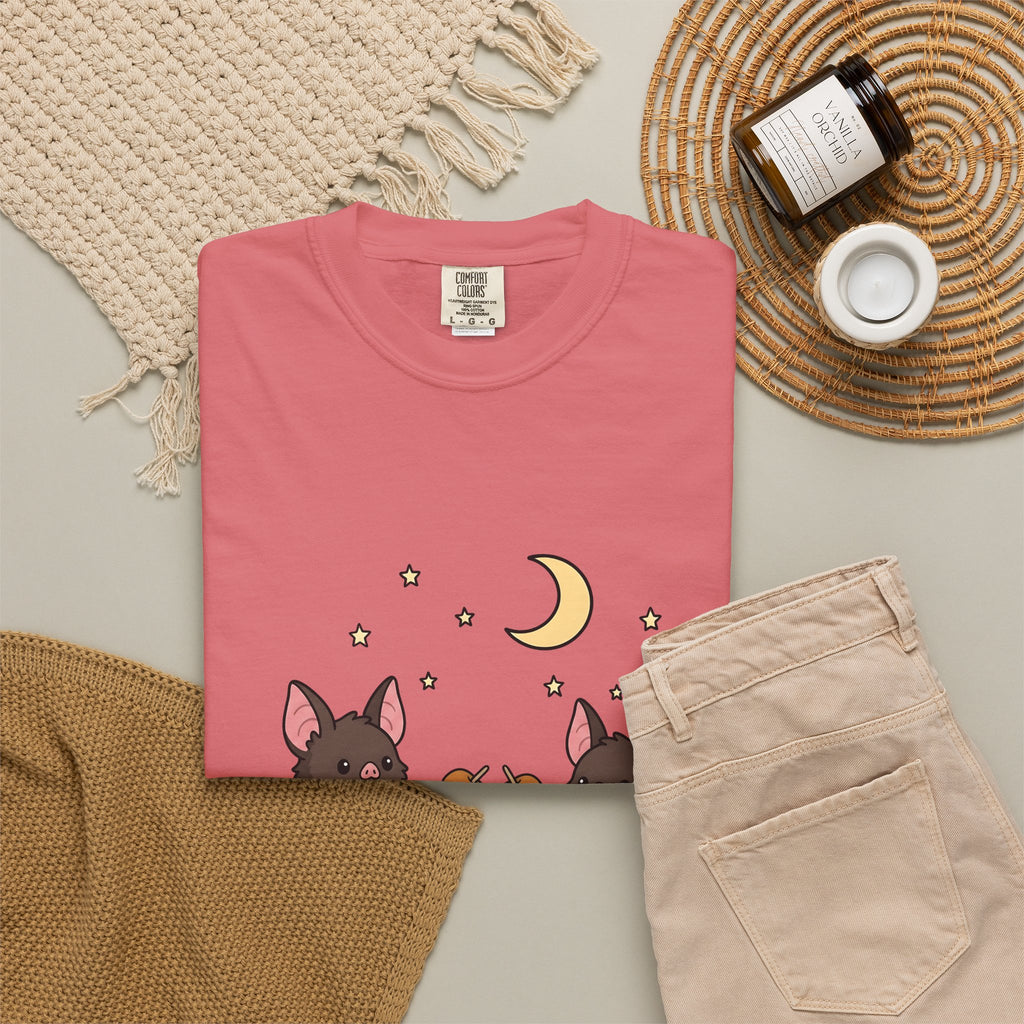 Bat Drawing T-Shirt Halloween Creatures Gift Women Charming T-Shirt Bat T-Shirt Spooky Fan Cartoon T-Shirt Monster Graphic Animated Gourd T-Shirt