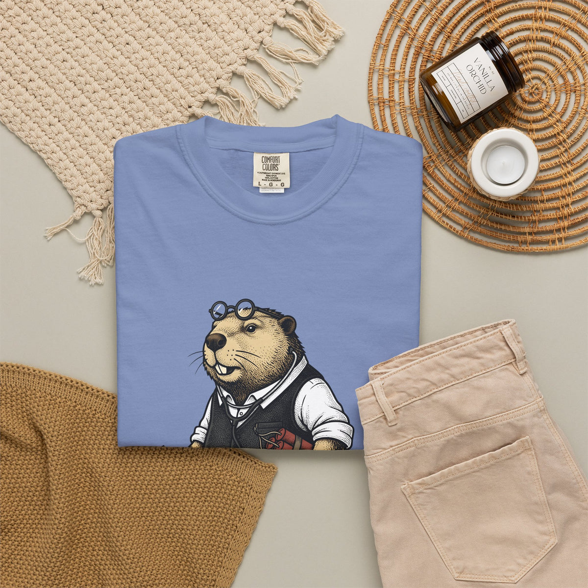 Beaver Apparel T-Shirt Funny Fauna Gift Women Caricature T-Shirt Beaver T-Shirt Humor Fan Cartoon T-Shirt Wildlife Graphic Old School Cash Money