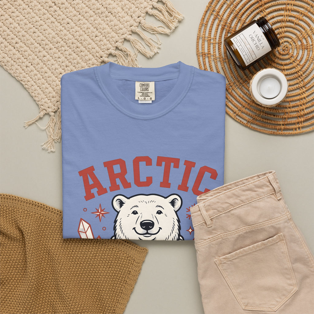White Bear T-Shirt Christmas Cold Season Gift Women Comic T-Shirt Polar Bear T-Shirt Winter Fan Cartoon T-Shirt Frost Graphic Retro Ice Crystals