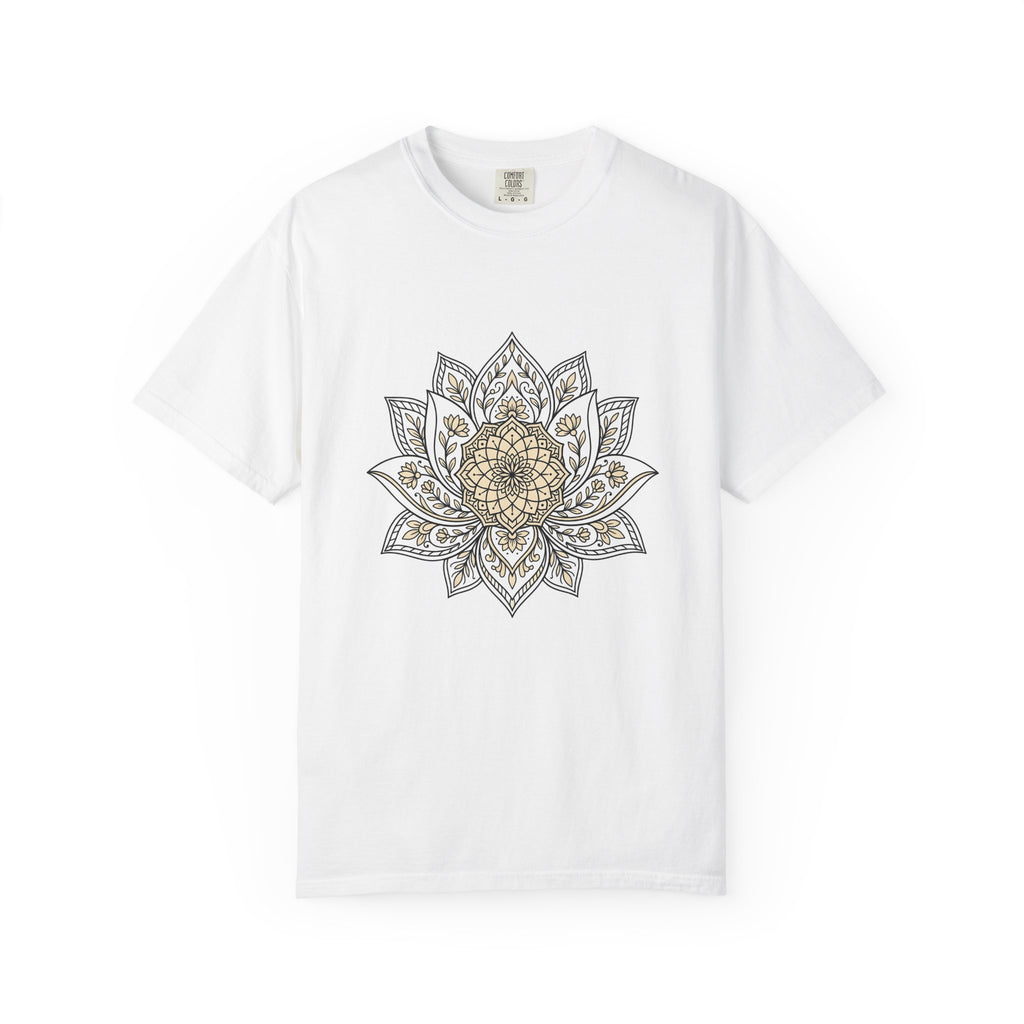 Mandala Bloom T-Shirt Boho Chic Mindfulness Gift Women Folk T-Shirt Flower T-Shirt Bohemian Enthusiast Tribal T-Shirt Meditation Graphic Clean