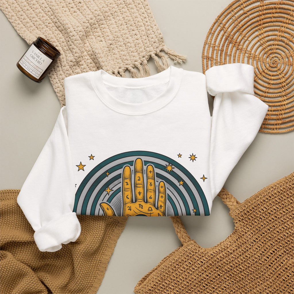 Fortune Hand Sweatshirt Astrology Esoteric Gift Women Ethnic Sweatshirt Palmistry Sweatshirt Zodiac Fan Tribal Sweatshirt Mystical Graphic Classic Astrological