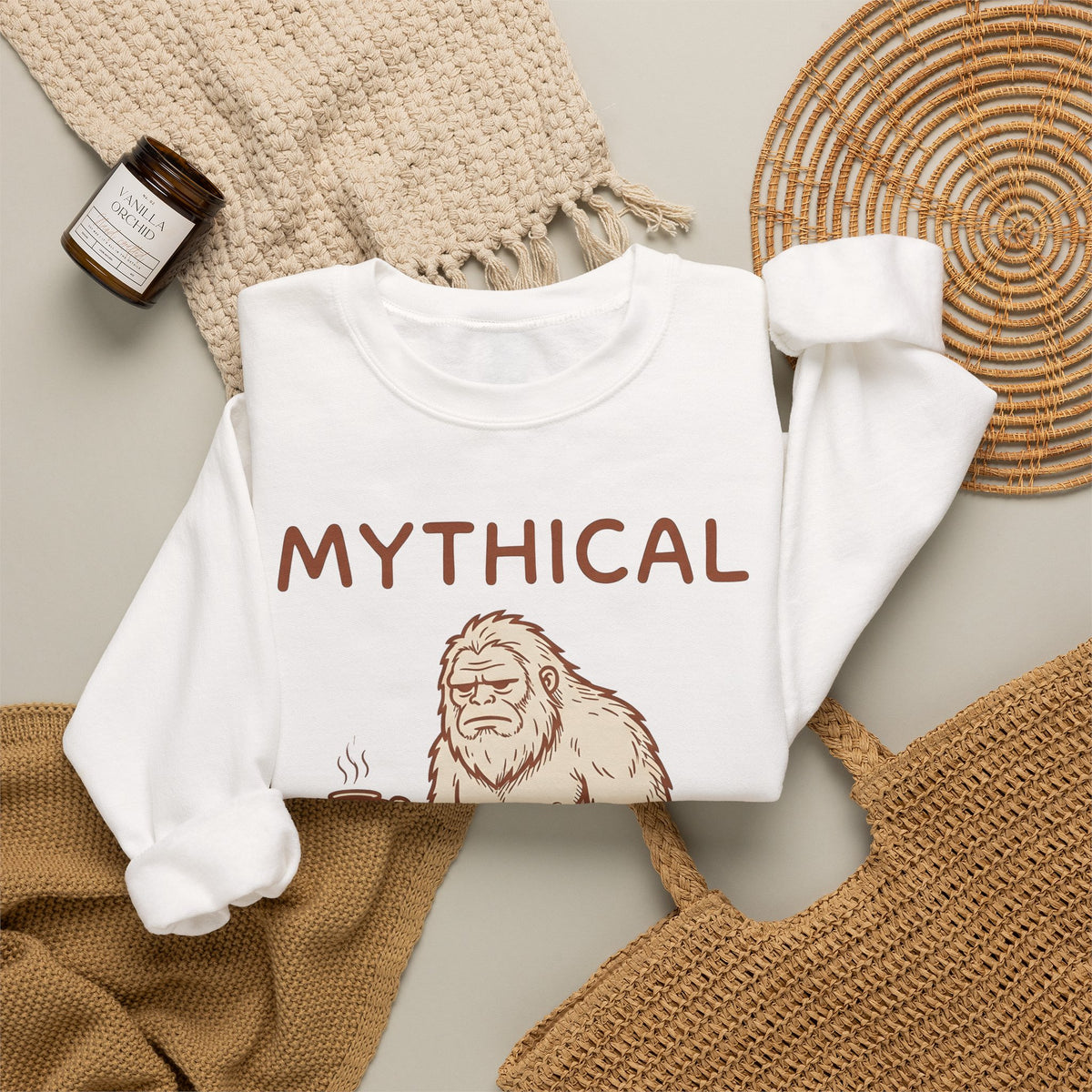 Sasquatch Coffee Sweatshirt Coffee Cryptid Gift Women Sketch Sweatshirt Bigfoot Coffee Sweatshirt Coffee Fan Sasquatch Graphic Sweatshirt Retro Coffee Cup