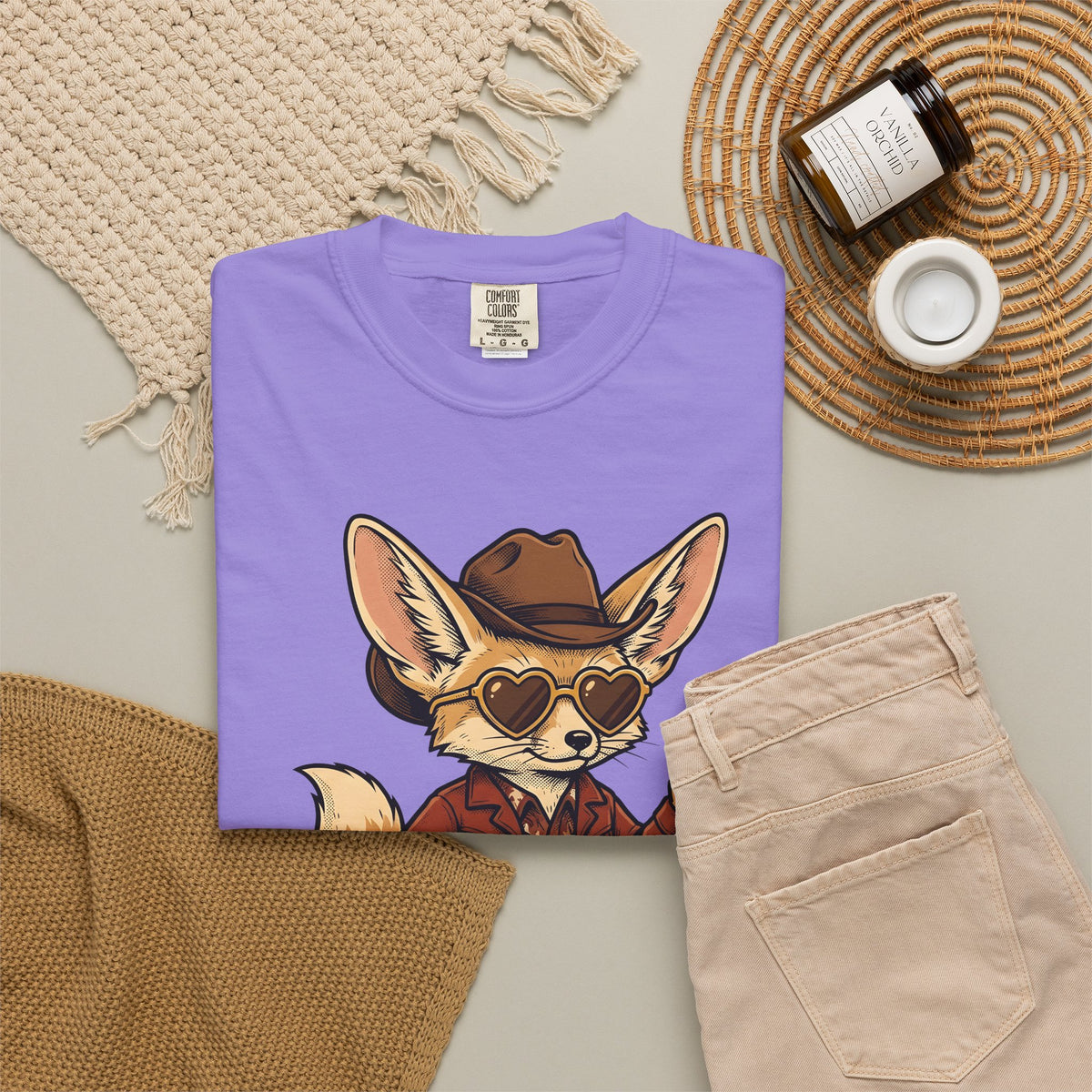 Fennec Fox Cowboy T-Shirt Cowgirl Western Gift Women Vintage T-Shirt Desert Fox T-Shirt Rodeo Fan Retro T-Shirt Western Graphic Hand Drawn