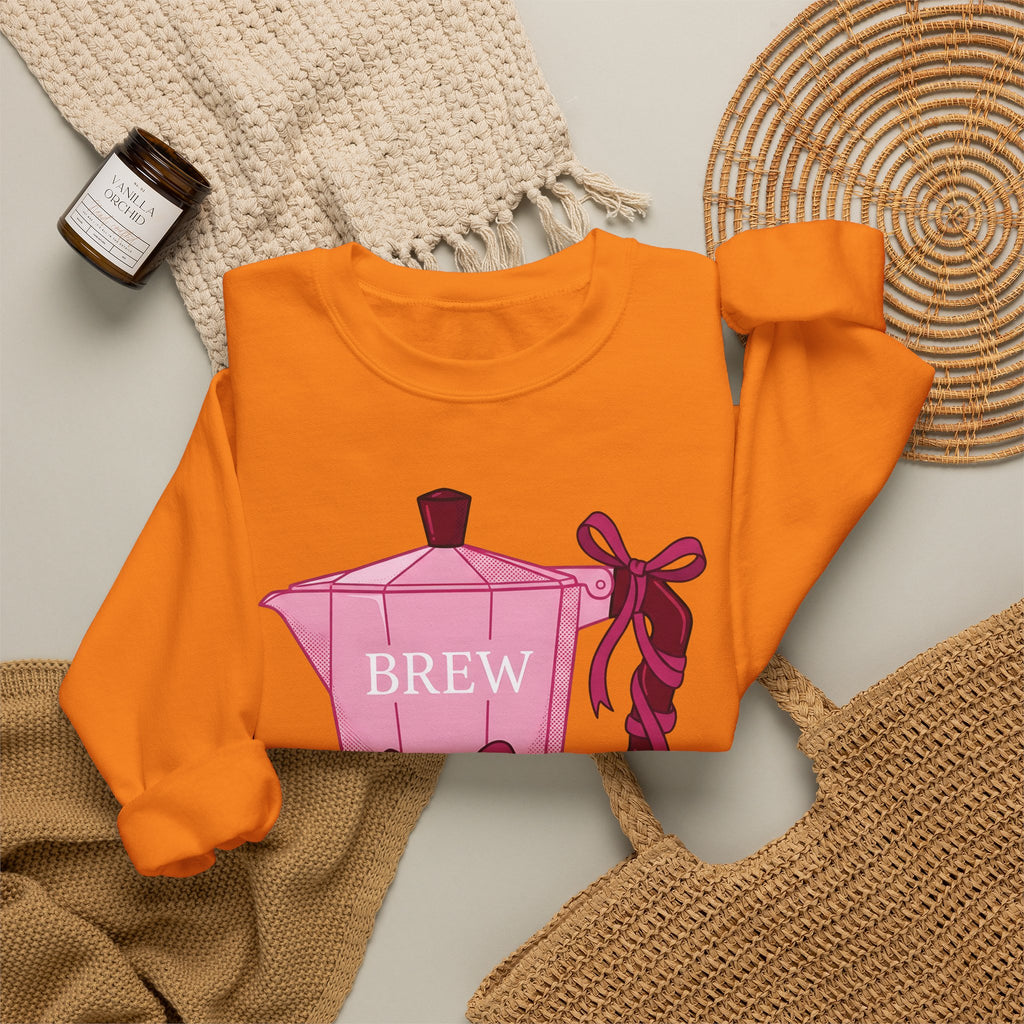 Moka Pot Sweatshirt Coffee Foodie Gift Women Cute Sweatshirt Stovetop Coffee Sweatshirt Coffee Fan Cute Sweatshirt Food Graphic Hand Drawn Bow Sweatshirt