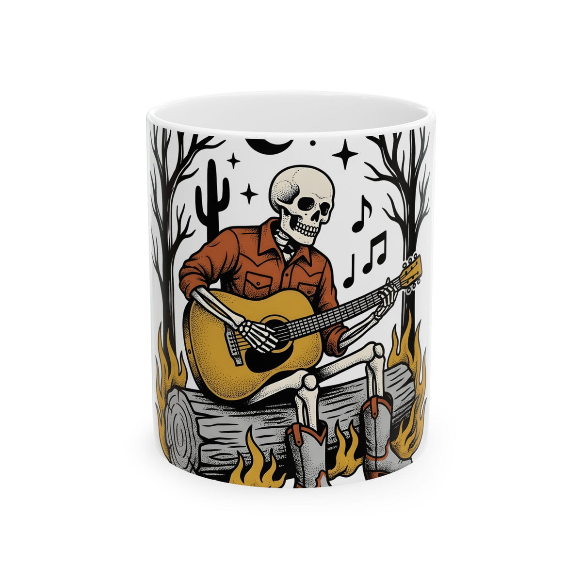 Bony Cowboy Halloween Country Gift Hand Drawn Skeleton Horror Fan Illustrated Country Music Mug