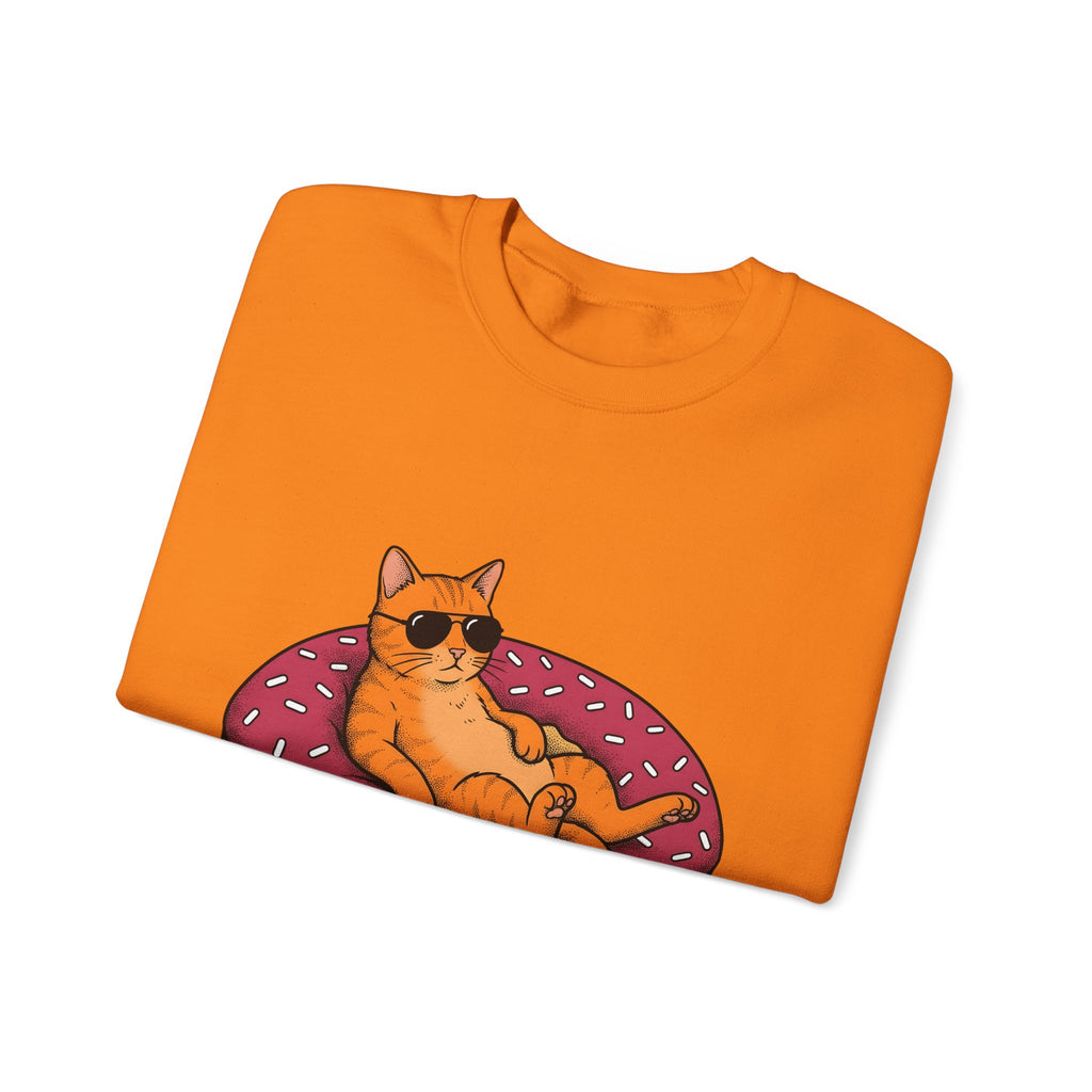 Feline Donut Sweatshirt Cat Cuisine Gift Women Animated Sweatshirt Cat Sweatshirt Cat Fan Kitty Sweatshirt Food Graphic Classic Glasses Sweatshirt