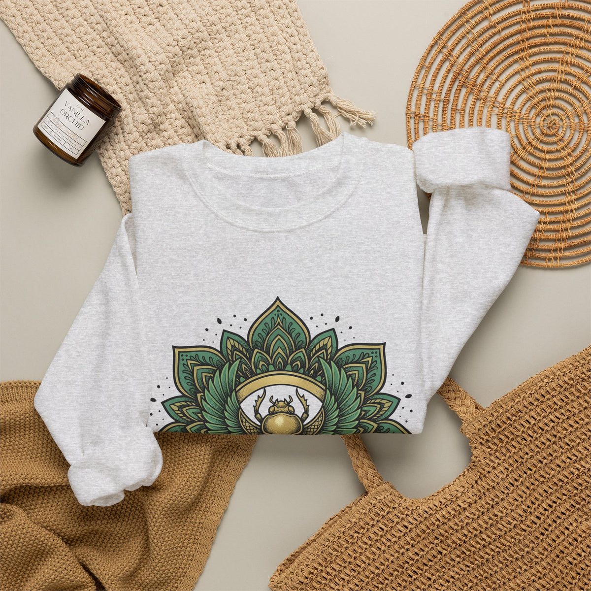Scarab Mandala Sweatshirt Boho Chic Spiritual Gift Women Bohemian Sweatshirt Mandala Sweatshirt Hippie Enthusiast Tribal Sweatshirt Mystical Graphic Geometric