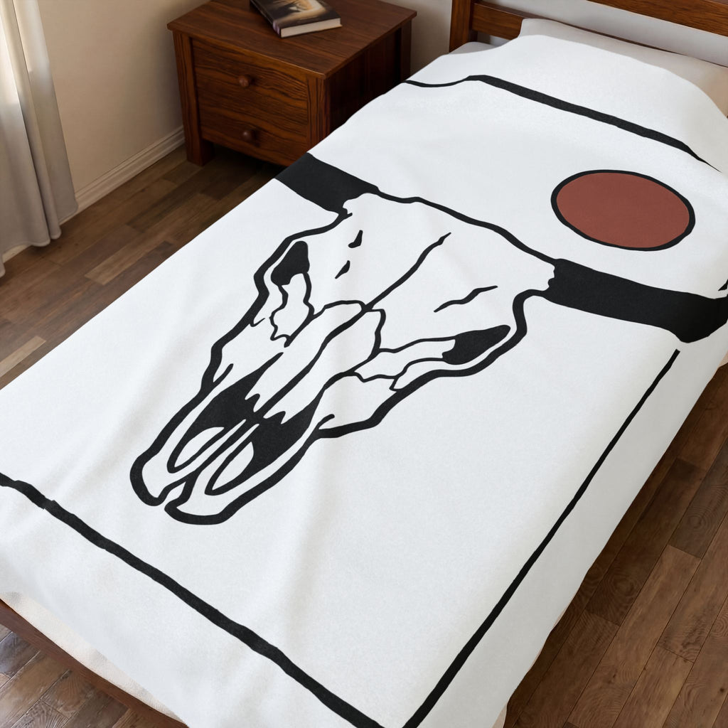 Bull Head Blanket Cowgirl Cowboy Gift Women Southwestern Blanket Bull Blanket Rodeo Fan Western Blanket Cowboy Graphic Sleek Sun Icon Blanket