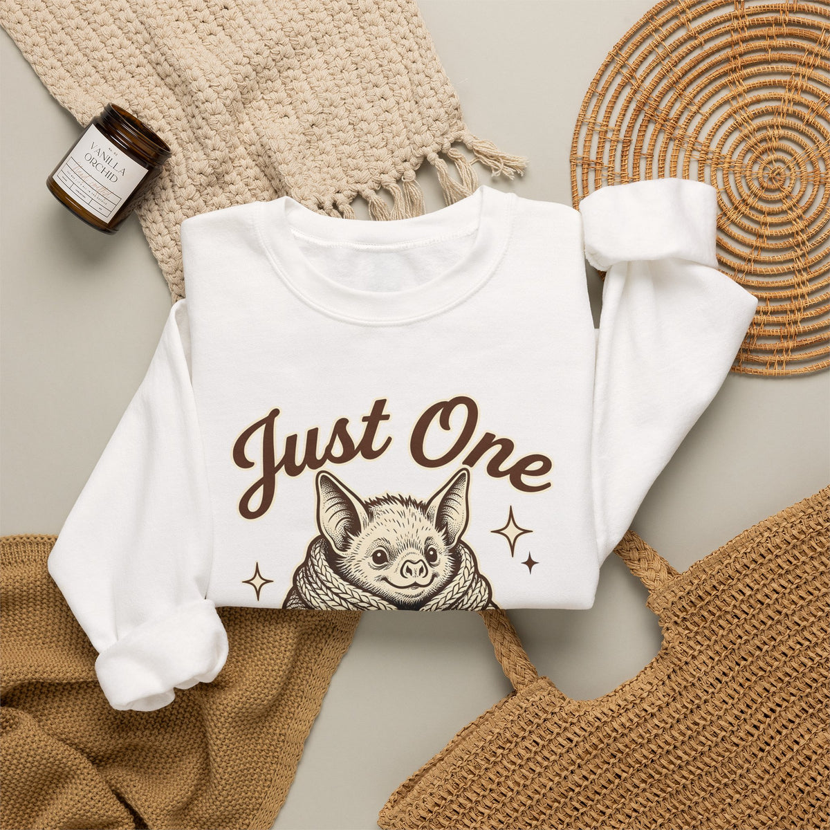 Bat Needlework Sweatshirt Cute Crafts Gift Women Vintage Sweatshirt Embroidery Sweatshirt Adorable Fan Retro Sweatshirt Crafting Graphic Doodle Wool Ball