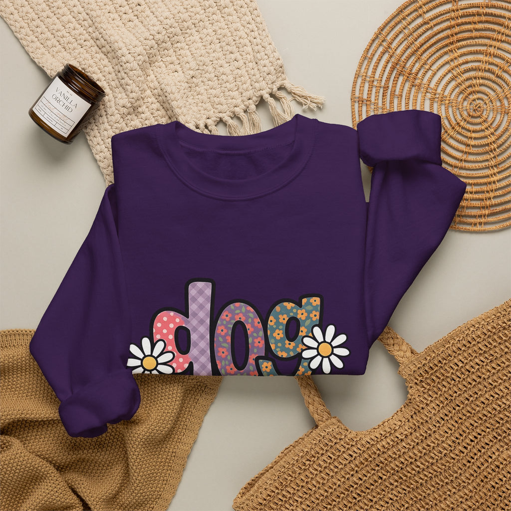 Floral Lettering Print Sweatshirt Dog Niece Gift Women Sketch Sweatshirt Typography Sweatshirt Dog Fan Hand Drawn Sweatshirt Niece Graphic Cartoon Chamomile