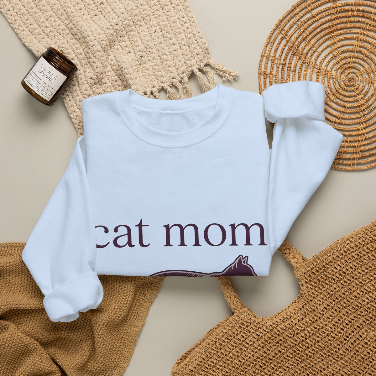 Cat Graphic Sweatshirt Cat Mom Animal Gift Women Minimalist Sweatshirt Kitten Sweatshirt Cat Lady Fan Feline Sweatshirt Simple Design Creature Graphic Vintage
