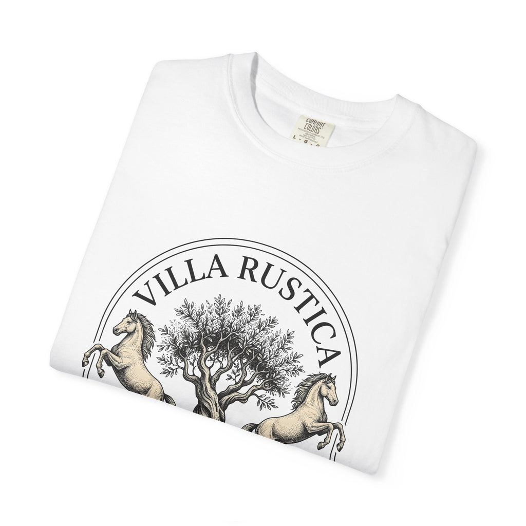 Horse Tree T-Shirt Vineyard Equestrian Gift Women Vintage T-Shirt Equine T-Shirt Winery Enthusiast Retro T-Shirt Horseback Graphic Hand Drawn Olive