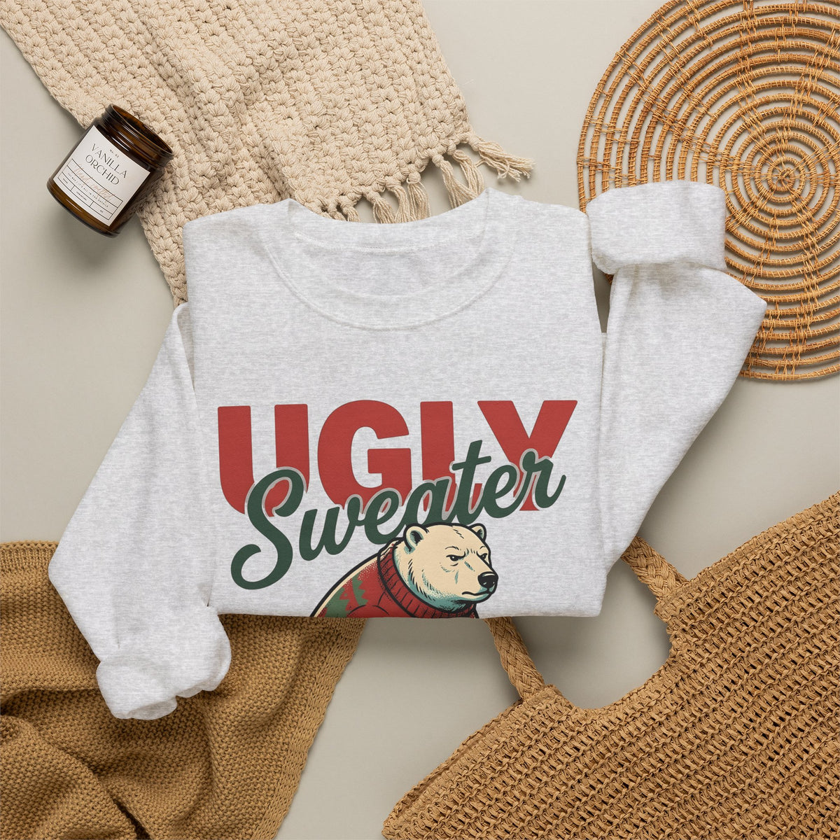 Arctic Bear Sweater Christmas Fauna Gift Nostalgic Polar Bear Xmas Fan Vintage Wildlife Doodle Sweatshirt