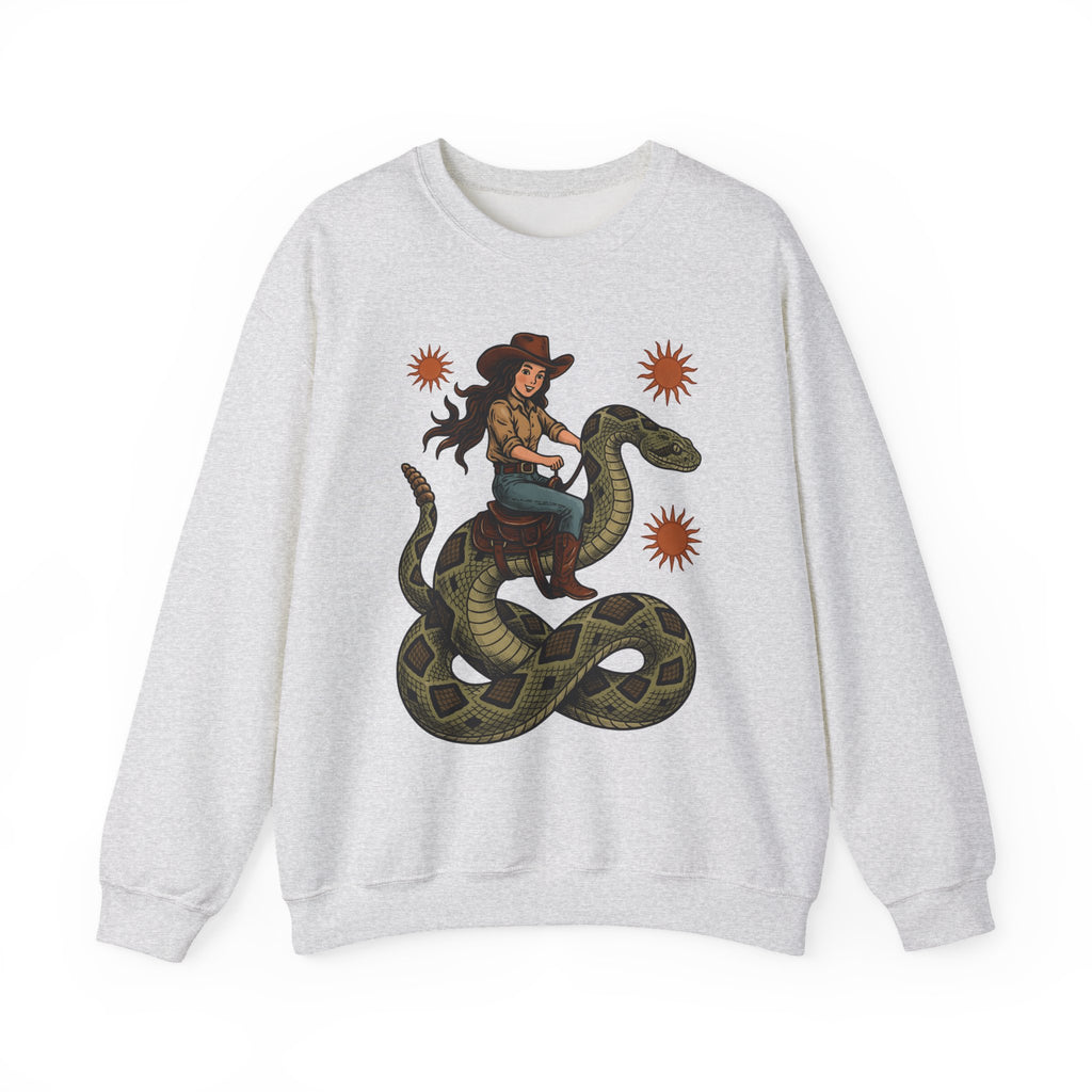 Cowgirl Serpent Sweatshirt Cowgirl Wildlife Gift Women Cowboy Sweatshirt Snake Sweatshirt Rodeo Fan Western Sweatshirt Animal Graphic Retro Sunshine Sweatshirt
