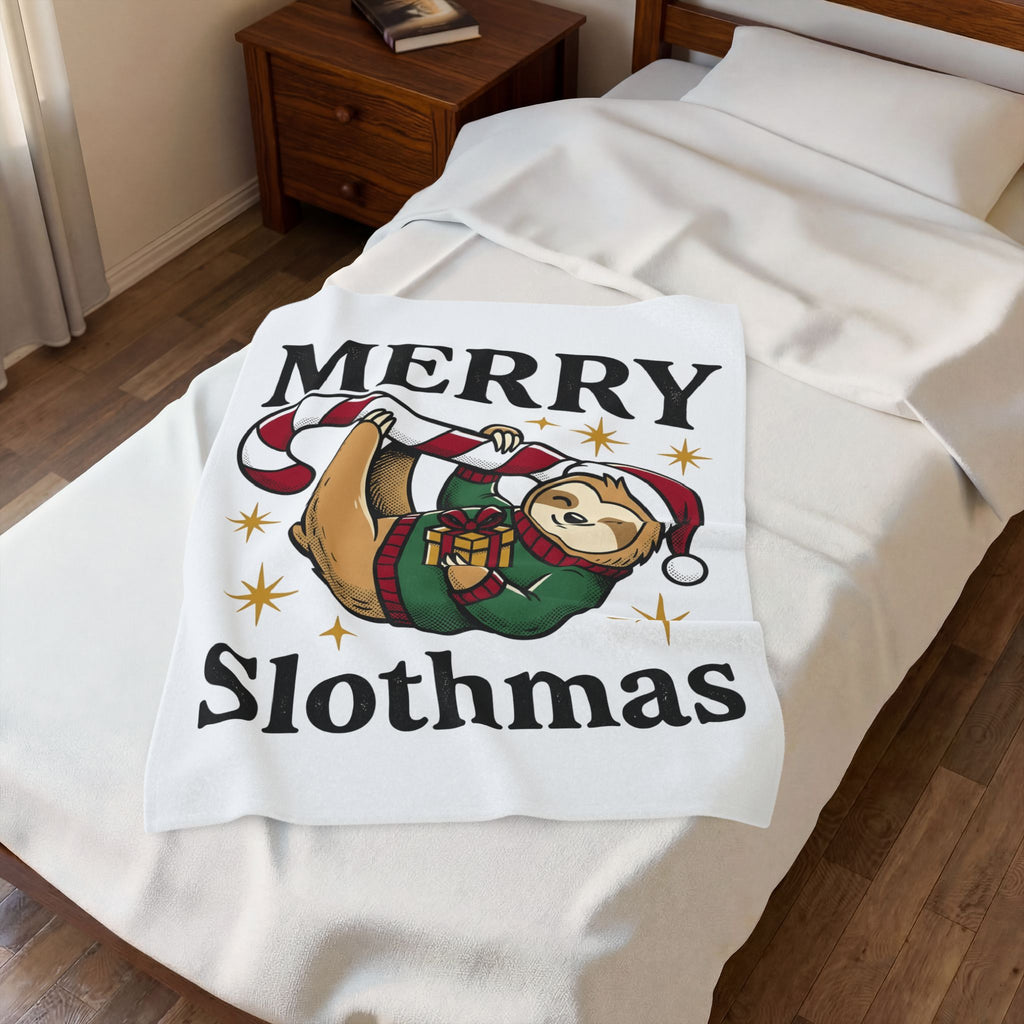 Sloth Festive Cane Blanket Christmas Critter Gift Women Doodle Blanket Sloth Blanket Xmas Fan Hand Drawn Blanket Creature Graphic Nostalgic Box