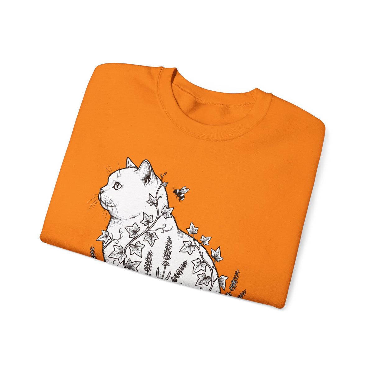 Feline Blossom Sweatshirt Cat Wildlife Gift Women Garden Sweatshirt Catflower Sweatshirt Cat Fan Animal Graphic Kitten Line Art Pollinator Sweatshirt