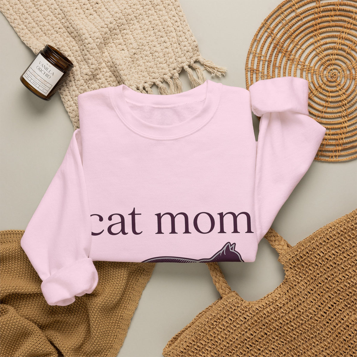 Cat Graphic Sweatshirt Cat Mom Animal Gift Women Minimalist Sweatshirt Kitten Sweatshirt Cat Lady Fan Feline Sweatshirt Simple Design Creature Graphic Vintage