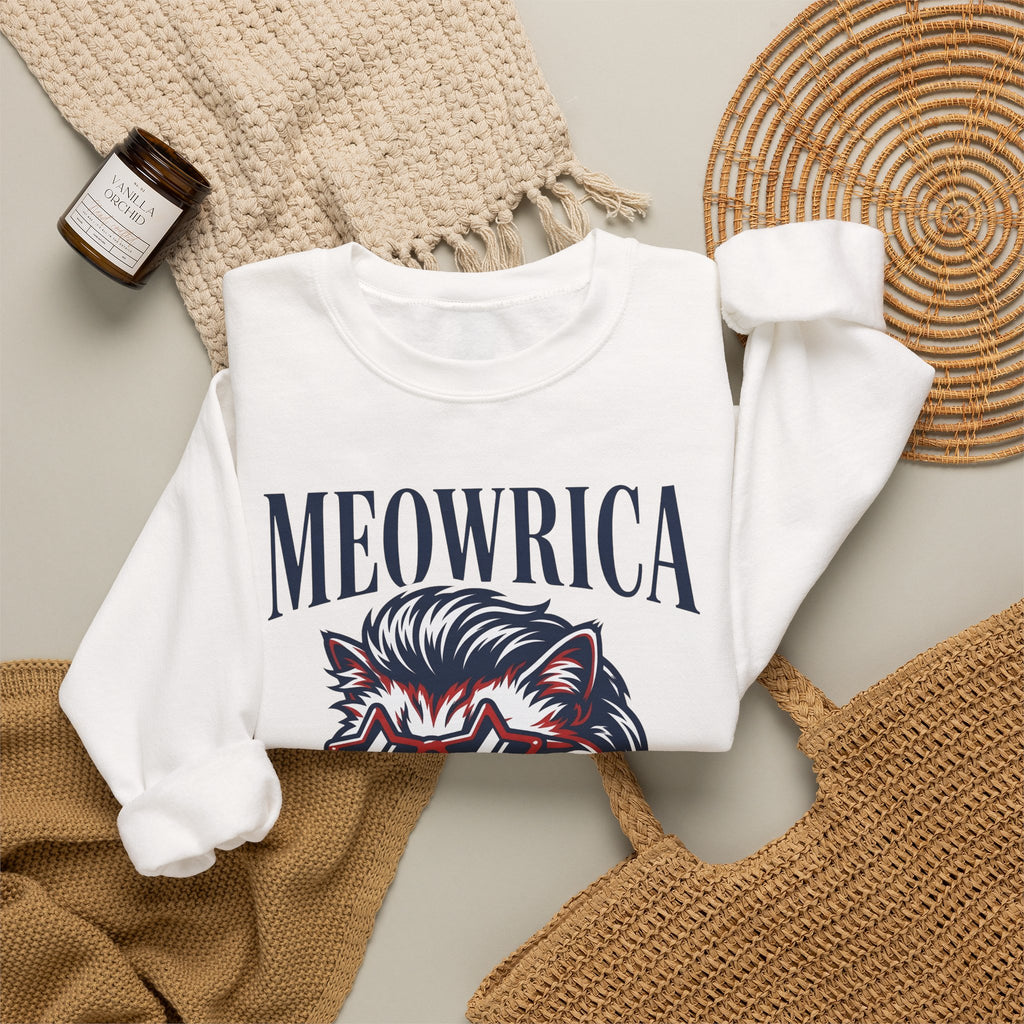 American Kitty Sweatshirt America Pet Gift Women Pop Art Sweatshirt Cat Sweatshirt Patriot Fan Fauvism Sweatshirt Animal Graphic Classic Star Shades Sweatshirt