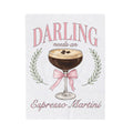 Espresso Martini Blanket Coffee Cocktail Gift Women Watercolor Blanket Martini Blanket Coffee Fan Cocktail Design Blanket Hand Drawn Pink Bow
