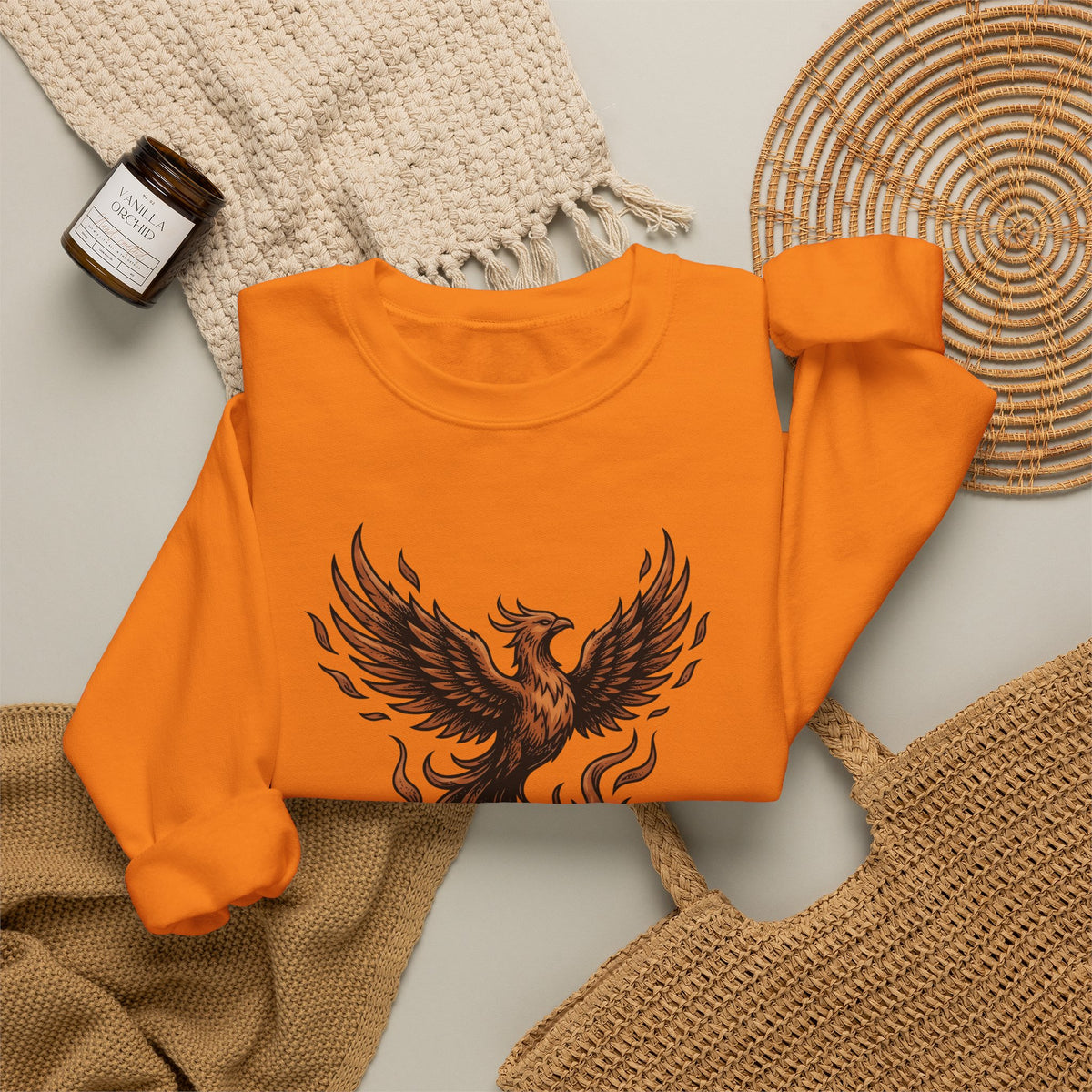Phoenix Coffee Cup Sweatshirt Coffee Fantasy Gift Women Tattoo Sweatshirt Coffee Sweatshirt Sweatshirt Coffee Fan Ink Sweatshirt Mythical Graphic Vintage Flames